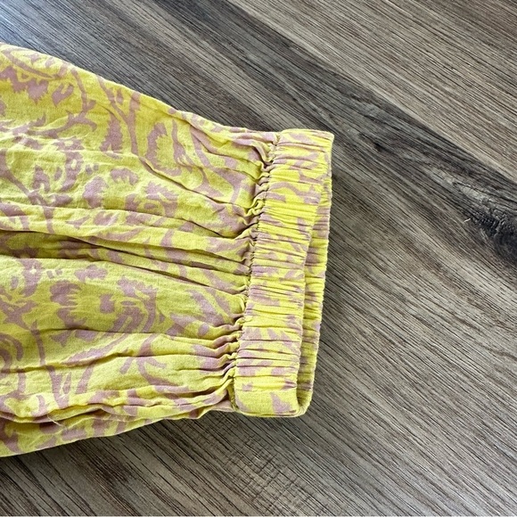 Cleobella Scarlett Tassel Tie Blouse Peasant Women Large Yellow Pink Long Sleeve - Picture 10 of 12